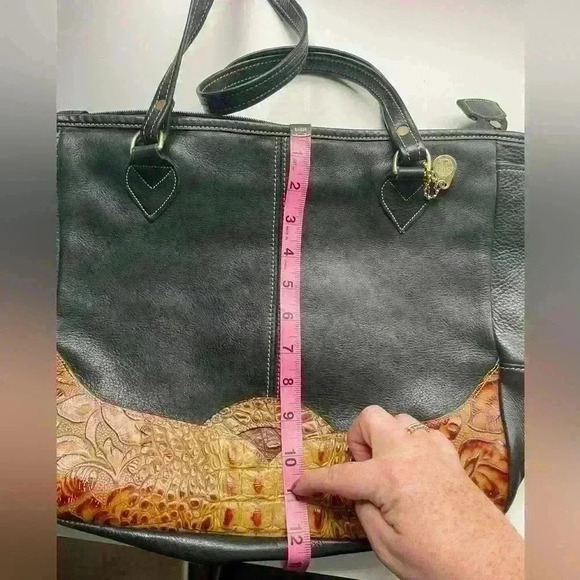 TANNERS CREEK LEATHER DESIGNS Black And Brown Purse Genuine Soft Pebbled Leather - Picture 14 of 14